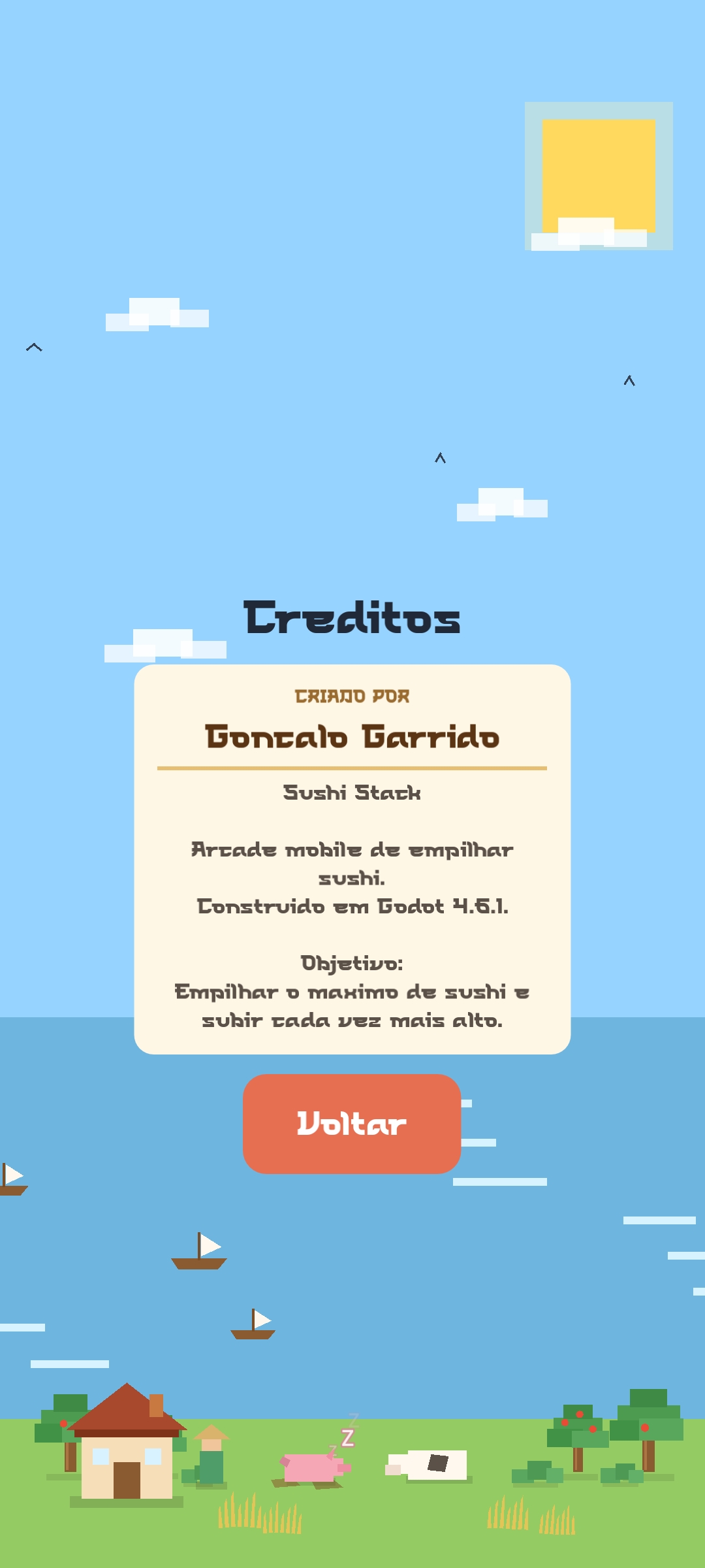 Screenshot dos créditos do Sushi Stack